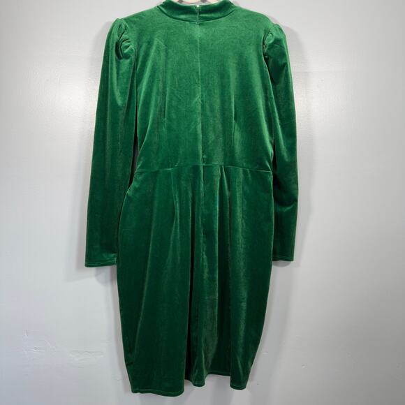 Eloquii Emerald Green Velvet Wrap Dress Plus Size 16 Holiday Cocktail Mini - Picture 4 of 9